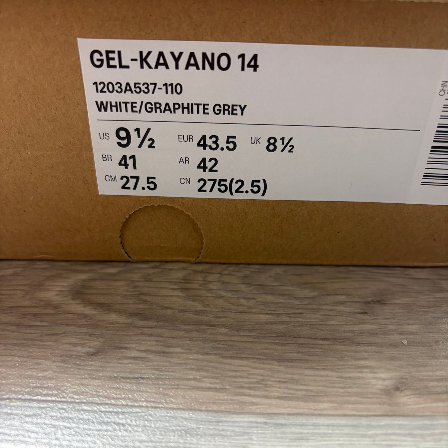 Asics Gel Kayano 14 White Graphite Grey- 8.5