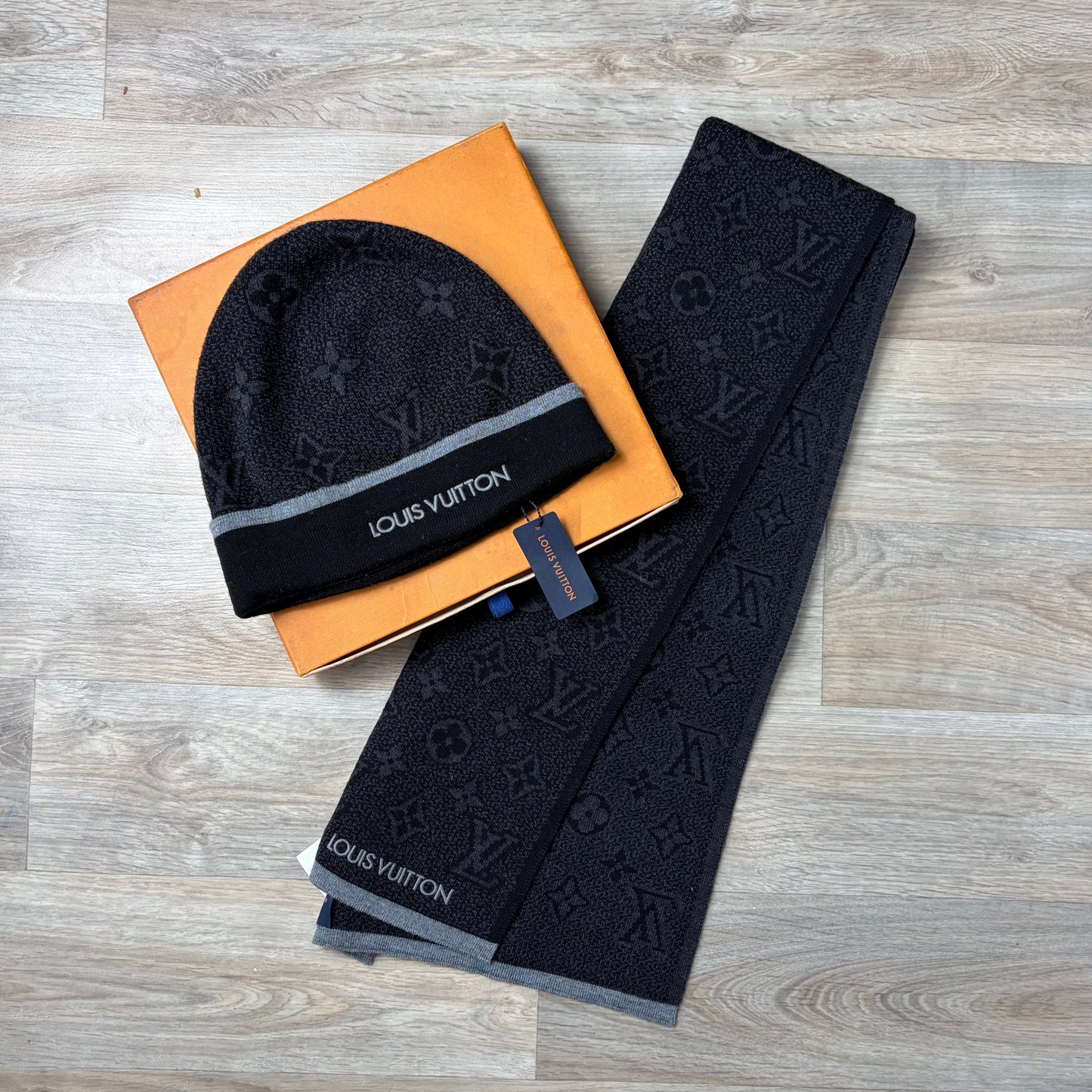 Louis Vuitton Monogram Eclipse Hat and Scarf